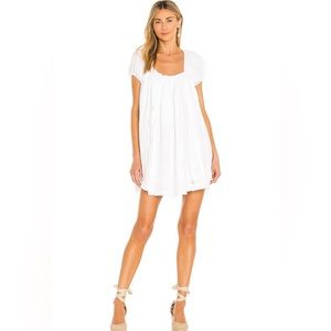 NWT! Free People Women’s Angele White, Short Puff Sleeve Babydoll Dress Large